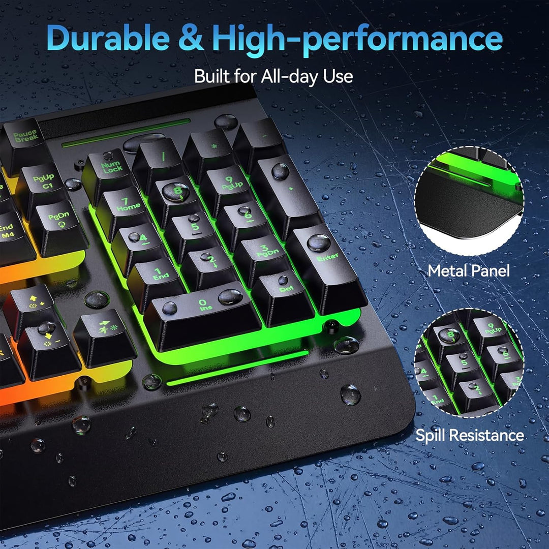 TECKNET Teclado inalámbrico para juegos, teclado recargable 2 en 1...