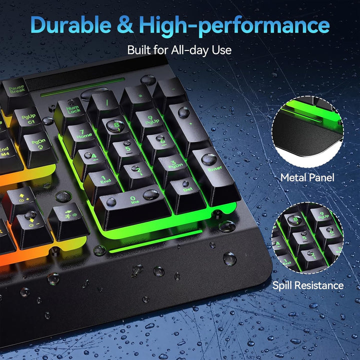 TECKNET Teclado inalámbrico para juegos, teclado recargable 2 en 1...