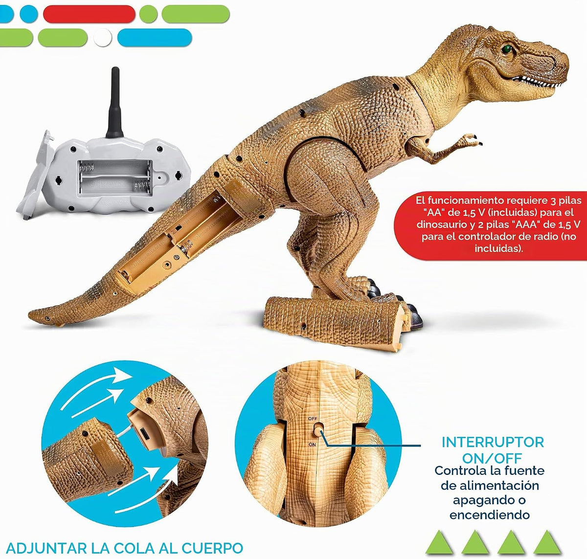 Discovery Dinosaurio T-Rex a control remoto, figura de acción realista Jurassic RC con piernas para caminar, sonidos rugientes, boca mordiente, juguetes de dinosaurio para niños, juguetes para niños, regalo de automóvil RC | Dinosaurio divertido para mayo