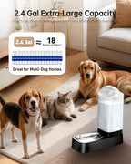 Dispensador automático de agua para perros, dispensador de agua para mascotas por gravedad de 2.4 galones con cuenco de acero inoxidable 304, comederos automáticos para perros, mango fácil de