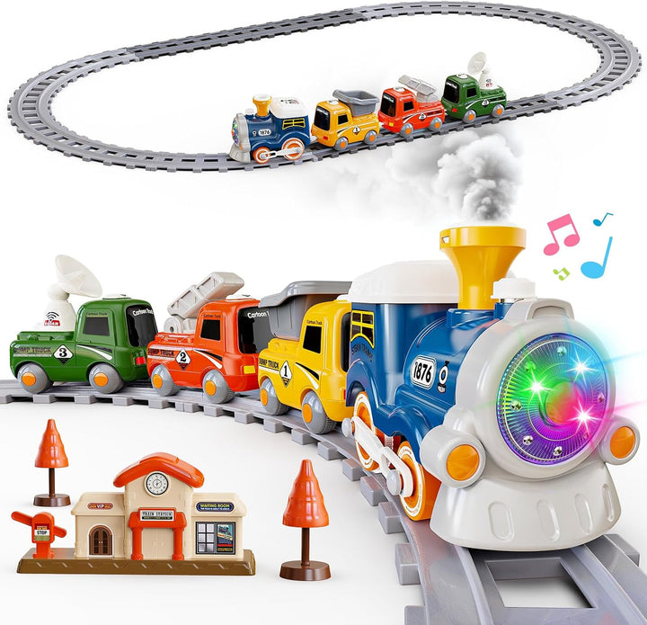 Hot Bee Juego de tren para niños pequeños con vapor - Tren Choo Cho...