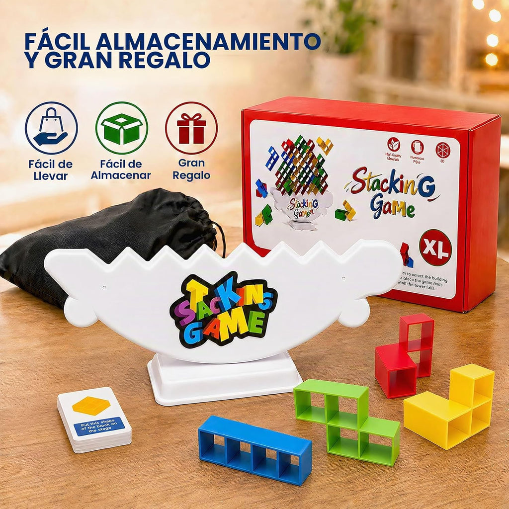 Juego gigante XL de 48 piezas para adultos y niños, juegos de torre de mesa Tetra para fiesta de viaje familiar, juguete apilable de equilibrio para 2 jugadores, juguetes de equipo, bloque de