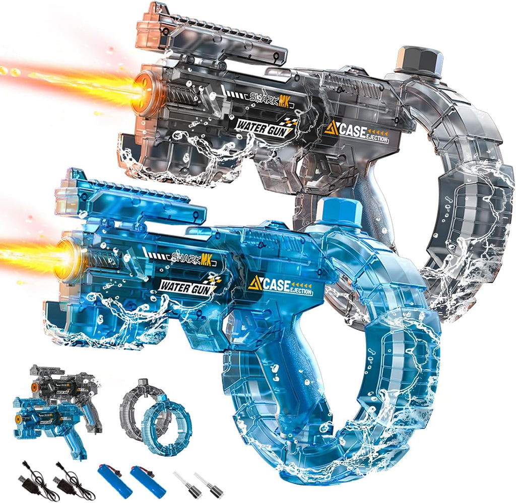 Pistola de agua eléctrica para niños y adultos – Lanzador de agua automático con batería recargable, luces LED, potente pistola de chorro de largo alcance de 26 pies, juguete de agua de playa para