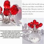 Figuras de rosas rojas de cristal, adorno de ramo de flores de cristal