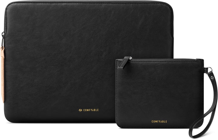 Comfyable Funda de piel para laptop con funda para accesorios, comp...