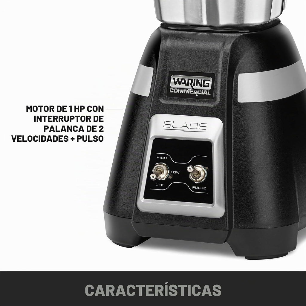Waring Batidora de cuchillas con tarro de acero inoxidable de 48 oz y palanca y pulso