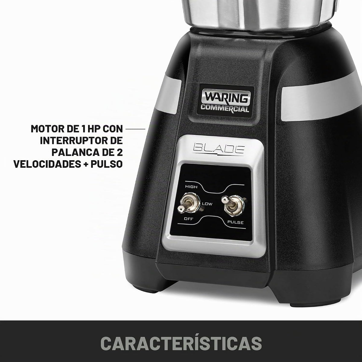 Waring Batidora de cuchillas con tarro de acero inoxidable de 48 oz y palanca y pulso