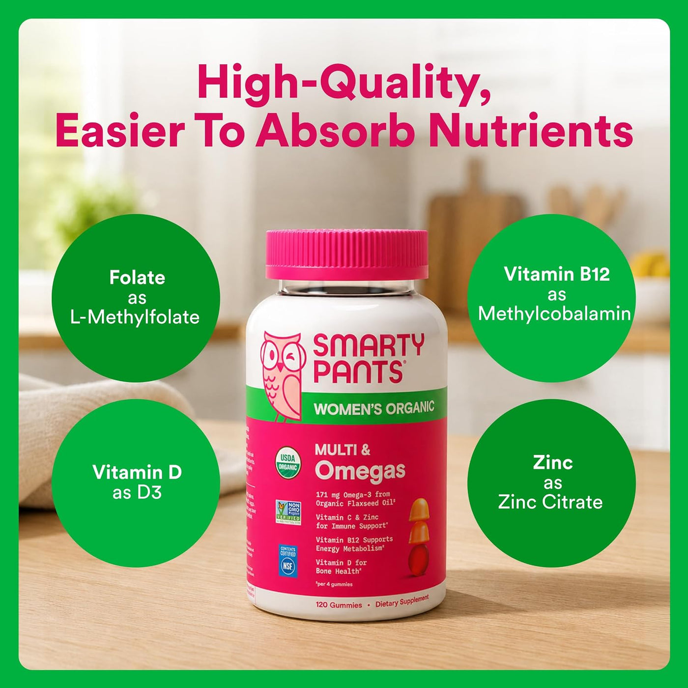 SmartyPants Gomitas multivitamínicas orgánicas para mujeres: biotin...