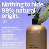 ATTITUDE Jabón líquido para manos con aceites esenciales, lavado de...