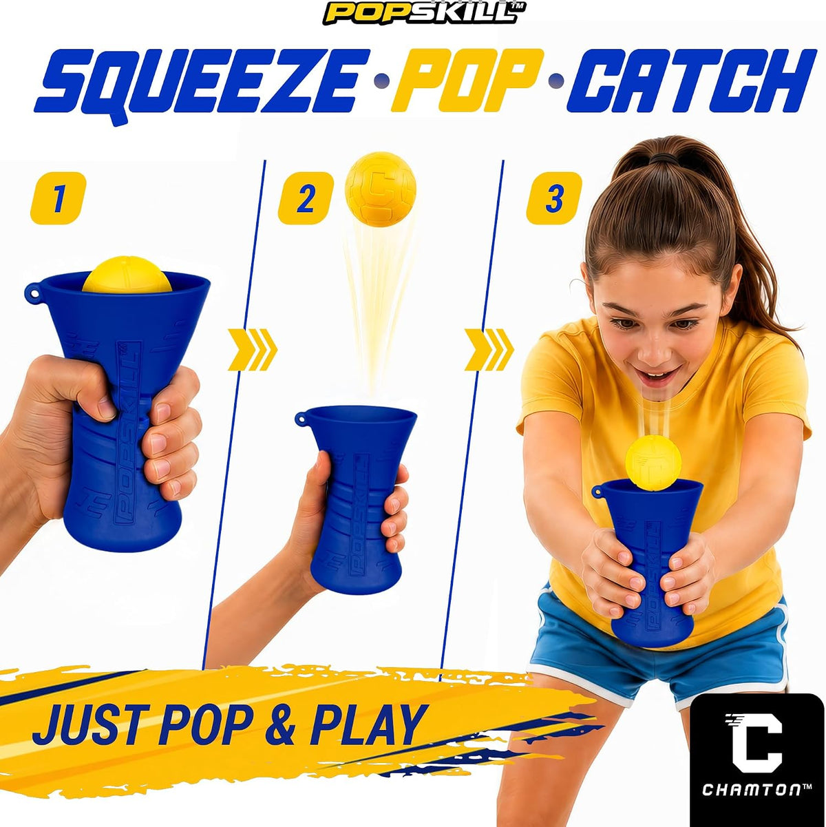 Popskill, juego de habilidad para apretar y atrapar para niños, juguete de coordinación mano-ojo, diversión en interiores y exteriores, juegos familiares y adolescentes, regalos geniales de