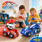 Coche RC transformador de dinosaurios con luces LED, conversión de robot de
