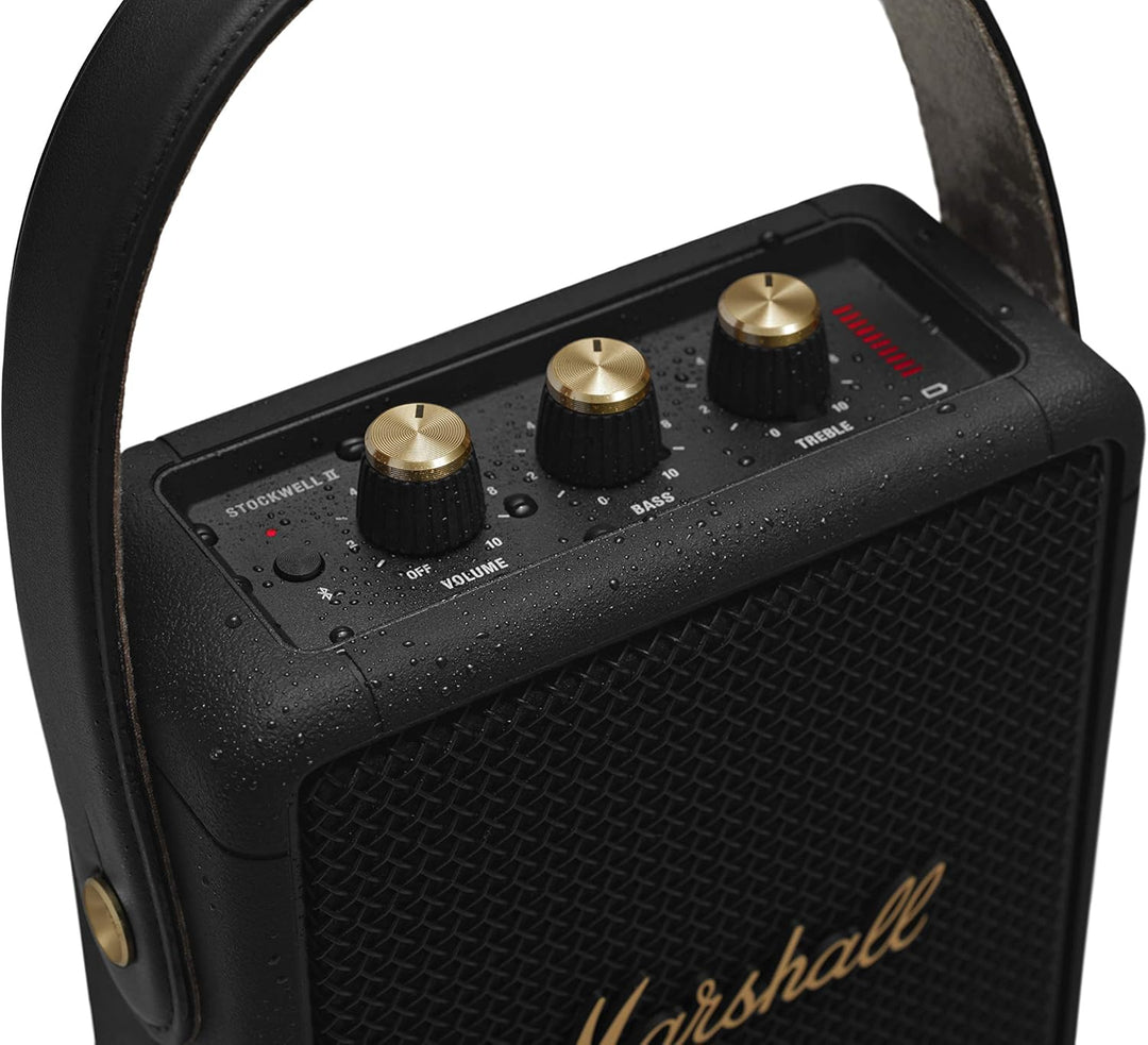 Marshall Stockwell II - Altavoz Bluetooth portátil, negro y latón
