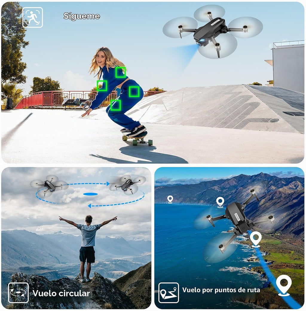 Drone GPS con cámara para adultos, 2K HD FPV Drone con retorno automático, sígueme, vuelo circular, vuelo de punto de referencia, vuelo estable, motor sin escobillas, cuadricóptero de control remoto