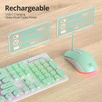 Vumilstek Teclado y mouse inalámbricos retroiluminados, máquina de...