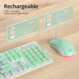 Vumilstek Teclado y mouse inalámbricos retroiluminados, máquina de...