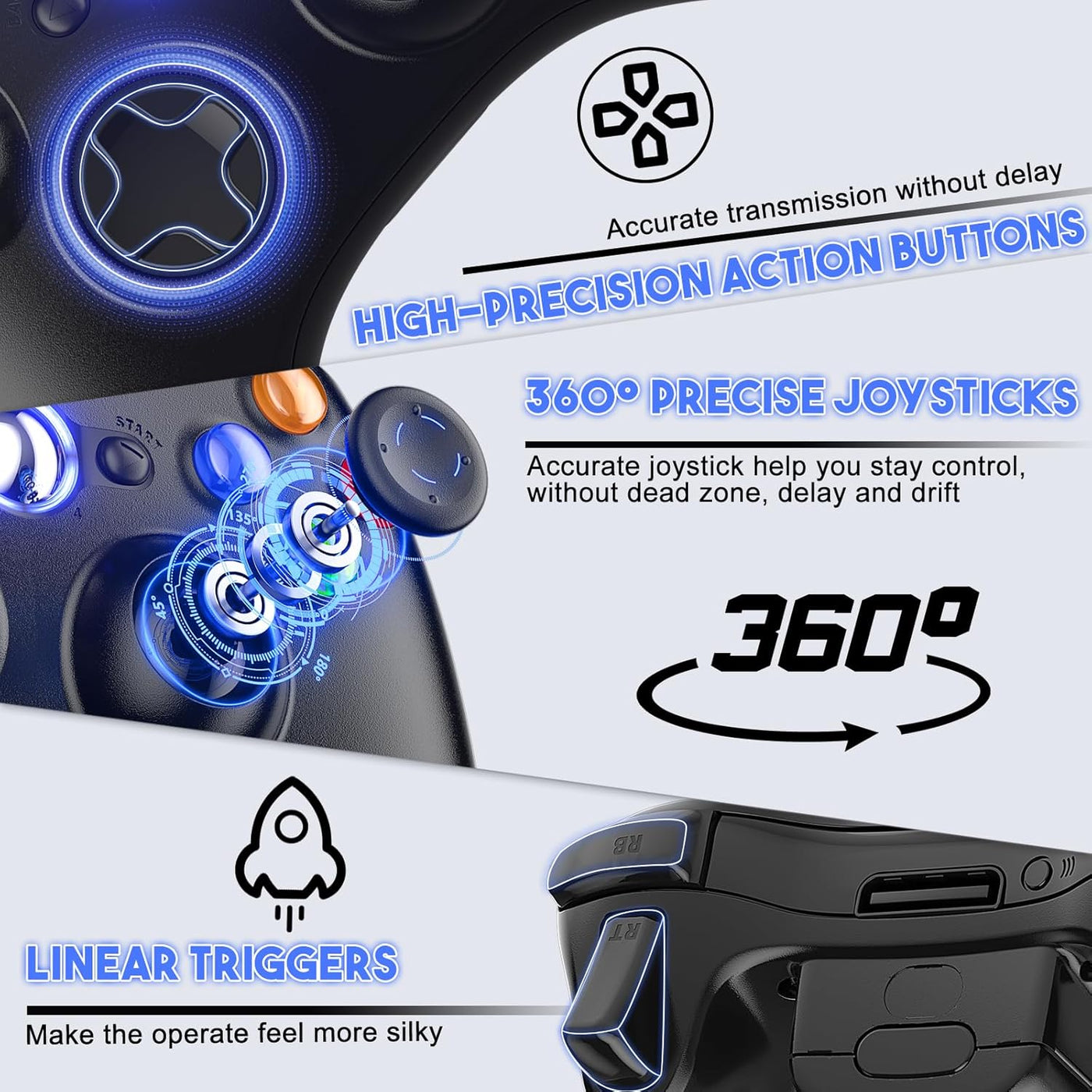 Gamrombo 2 Pack Replacement for Xbox 360 Controller, Wireless Contr...