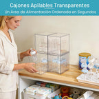 Vtopmart Cajones de Almacenamiento Apilables Transparentes, Paquete de 4 Organizadores Plásticos Altos