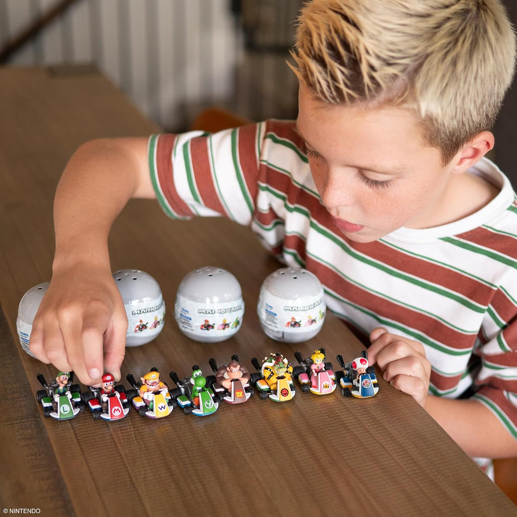 TOMY Mario Kart Pull Back Racers - Blind Box Mario Toys - 10 Count