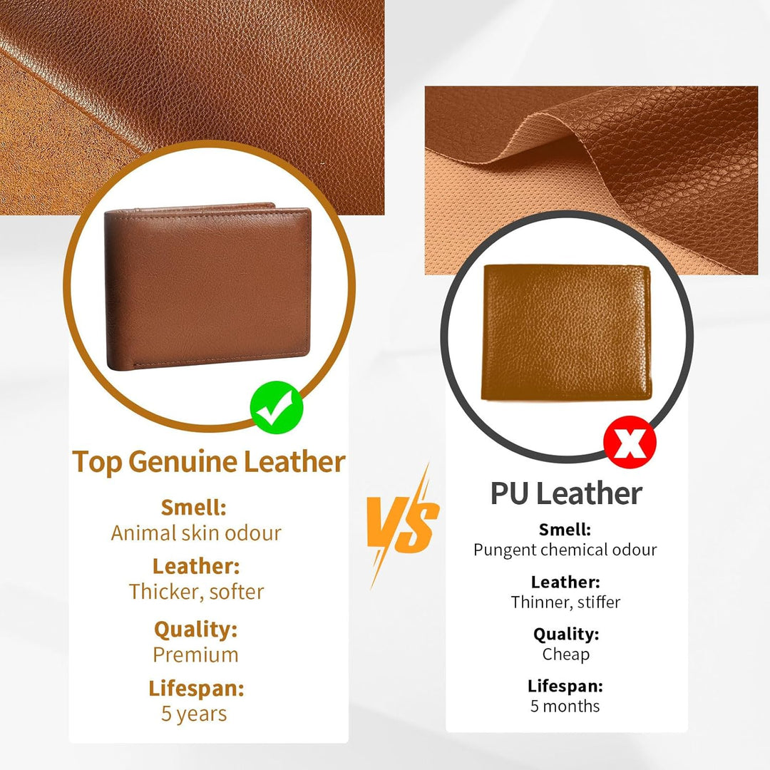 Cartera de cuero genuino MARZAHAR para hombre, billetera plegable c...