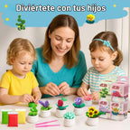 Arcilla seca al aire para niños, kit de arcilla para modelar 12 plantas DIY con herramientas de escultura
