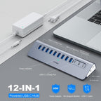 intpw, hub USB 3.0 de 12 puertos, alimentado