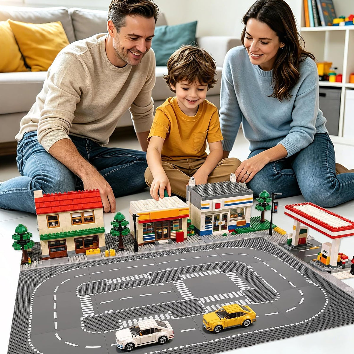 Paquete de 9 bases de carretera para construcción, compatibles con ladrillos Lego Classic, placas base de 10 x 10 pulgadas para caminos Lego, placas base de carretera para juegos de ciudad