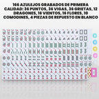 Nuevo juego de mahjong americano, 166 azulejos premium con dados de metal