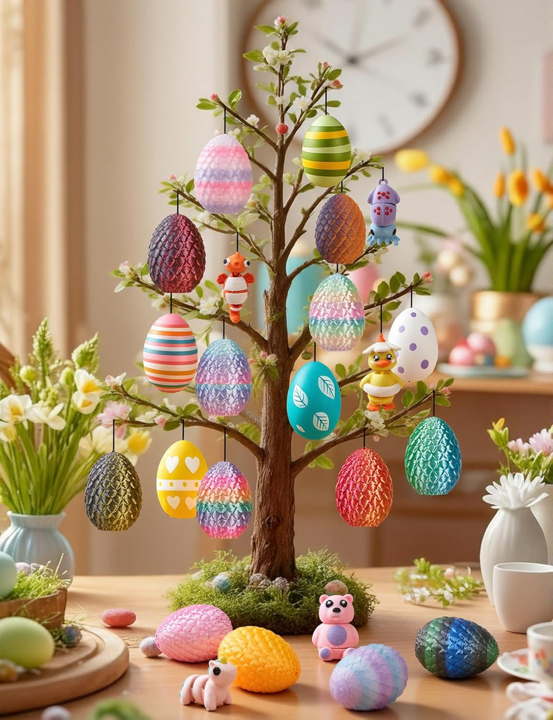 24 piezas de huevos de Pascua precargados, mini máquina expendedora...
