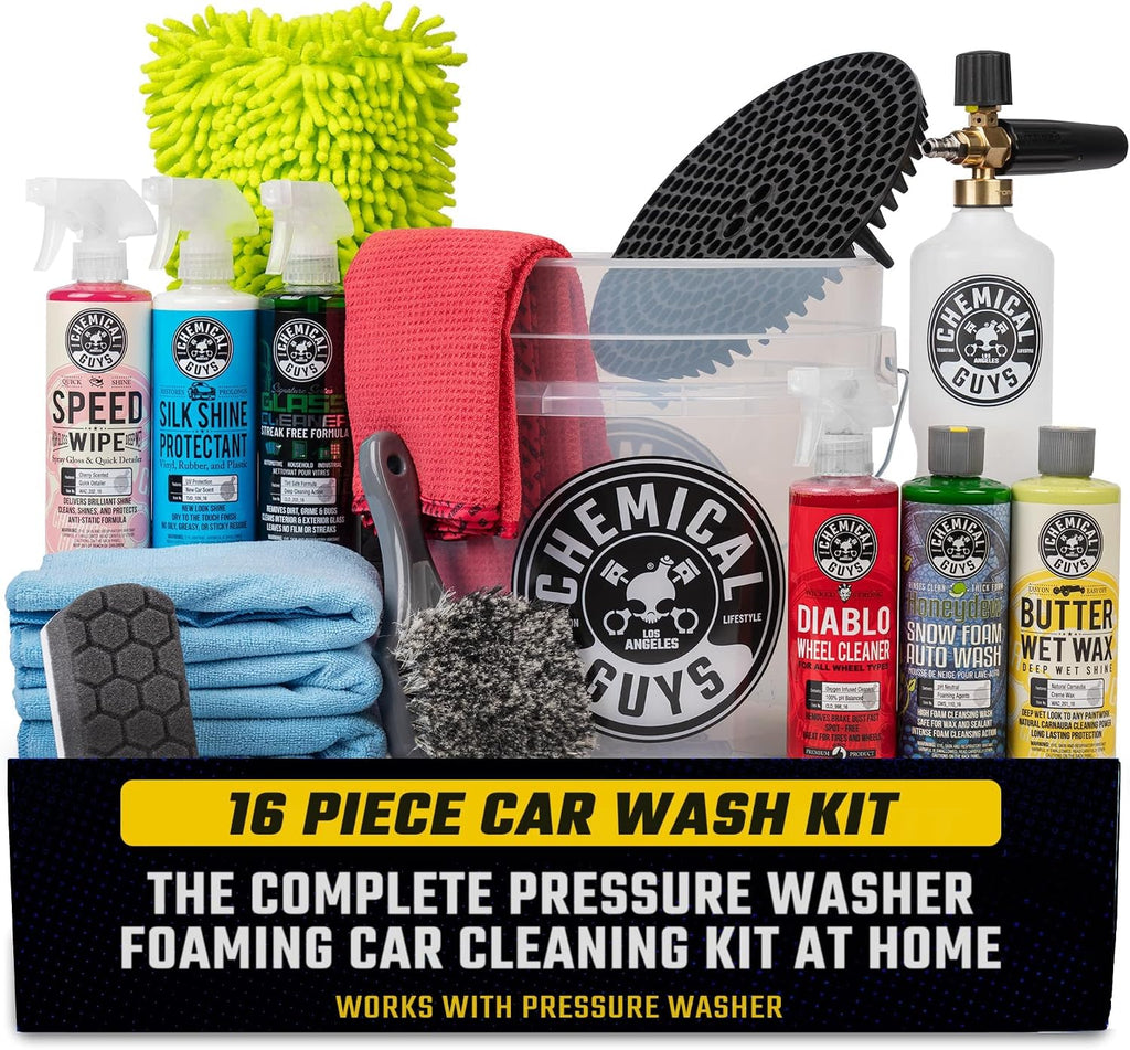 Chemical Guys, kit de lavado de autos Arsenal Builder de 16 piezas, cañón de espuma y cubo