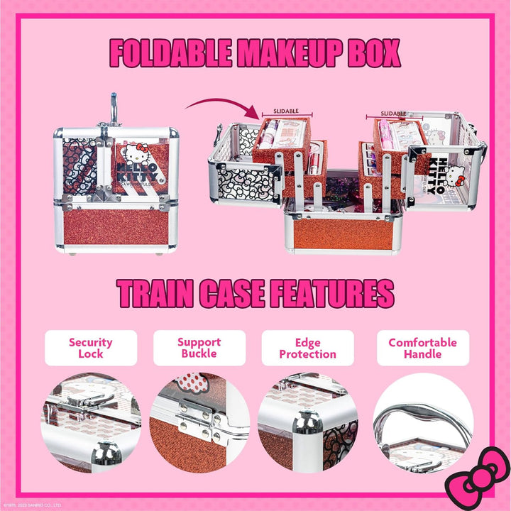 Estuche de Maquillaje Cosmético Hello Kitty Train Case Incluye Bril...