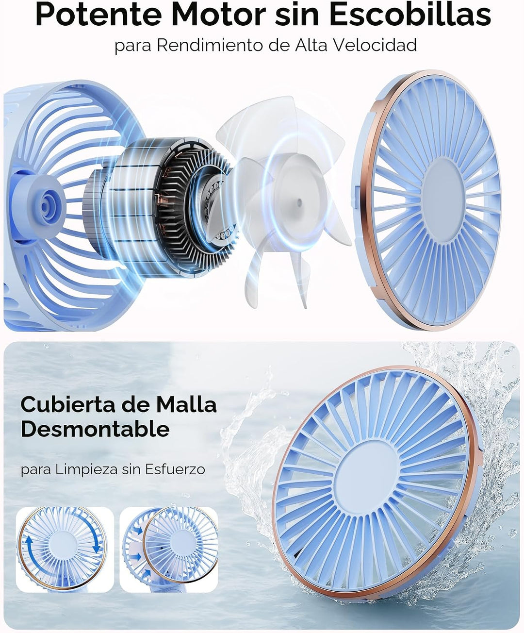 TUNISE Ventilador de mano portátil, ventilador portátil recargable,...