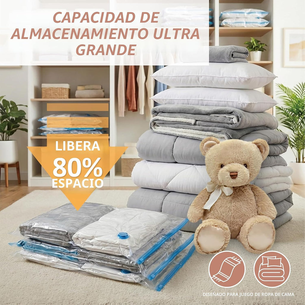 8 bolsas de almacenamiento al vacío jumbo XXL para ropa de cama