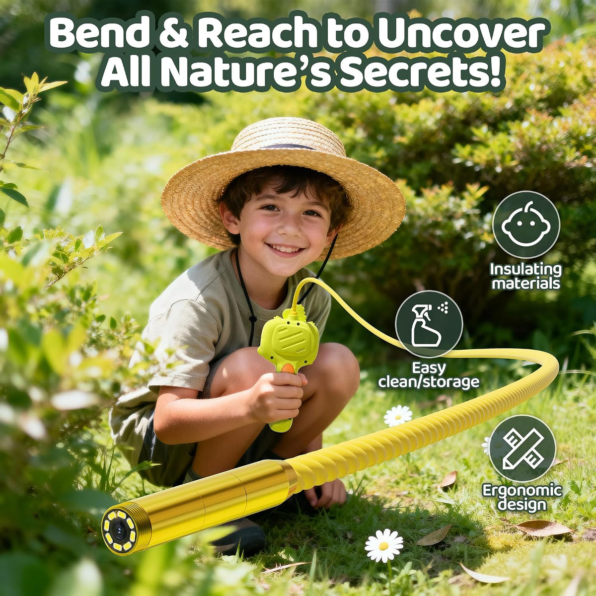 Kids Dinosaur Borescope Snake Camera: Outdoor Camping Toys con Light 3-12