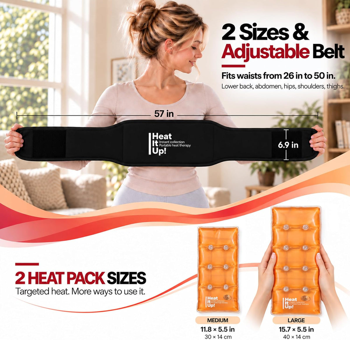 Heat It Up - Almohadilla térmica portátil para dolor de espalda y calambres