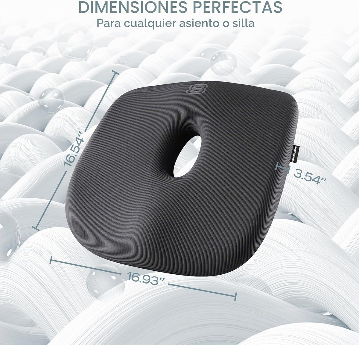 Lámpara Skechers Cojín de asiento de espuma viscoelástica, cojín para silla de oficina con forma de dona para aliviar el dolor de coxis, almohada para silla de oficina, cojín de asiento de automóvil