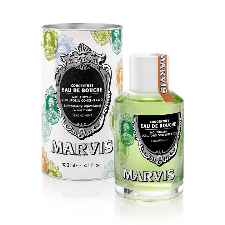 Marvis Enjuague bucal de menta fuerte, concentrado, 4.1 onzas líquidas