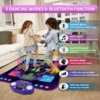 Juguetes de alfombrilla de baile para niñas y niños de 3 a 12 años, alfombrillas de baile con 8 botones iluminados y Bluetooth inalámbrico, juguete de baile con música y 5 modos de juego, regalos de