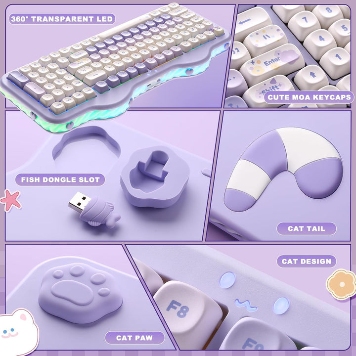 YUNZII Teclado mecánico inalámbrico C98 con teclado numérico, 99 te...