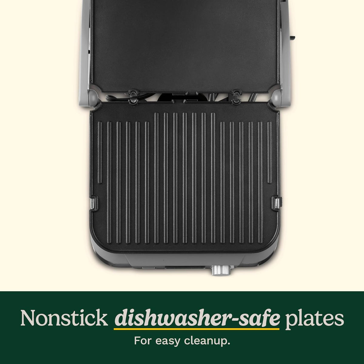 Cuisinart Parrilla eléctrica de encimera Cinco, disfruta de funciones 5 en 1, incluyendo prensa Panini, pantalla LCD, amplio rango de temperatura y función de sellado, placas antiadherentes, GR-5NAS, acero inoxidable