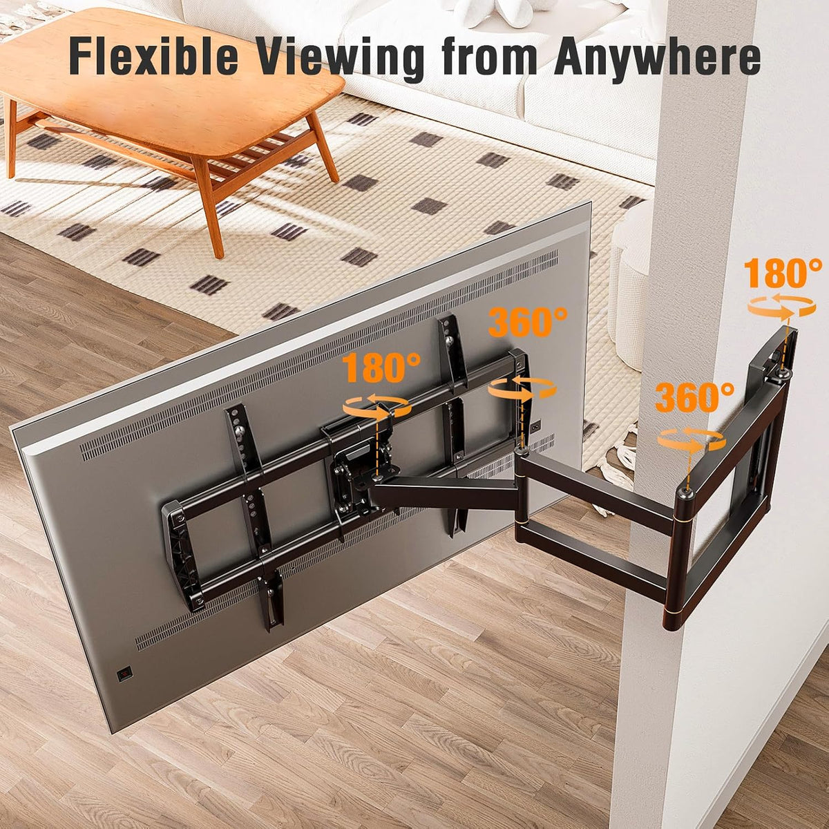 Soporte de pared para TV de brazo largo de 30" para televisores de 42-75 pulgadas, movimiento completo giratorio y tilt