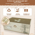 Paquete de 5 tablas rascadoras para gatos | Rascador reversible de cartón para gatos con hierba gatera | Rascador de cartón corrugado para gatos | Almohadilla para arañazos para gatos | Caja rascador duradera para gatos | 16.34 pulgadas de largo x 11.42