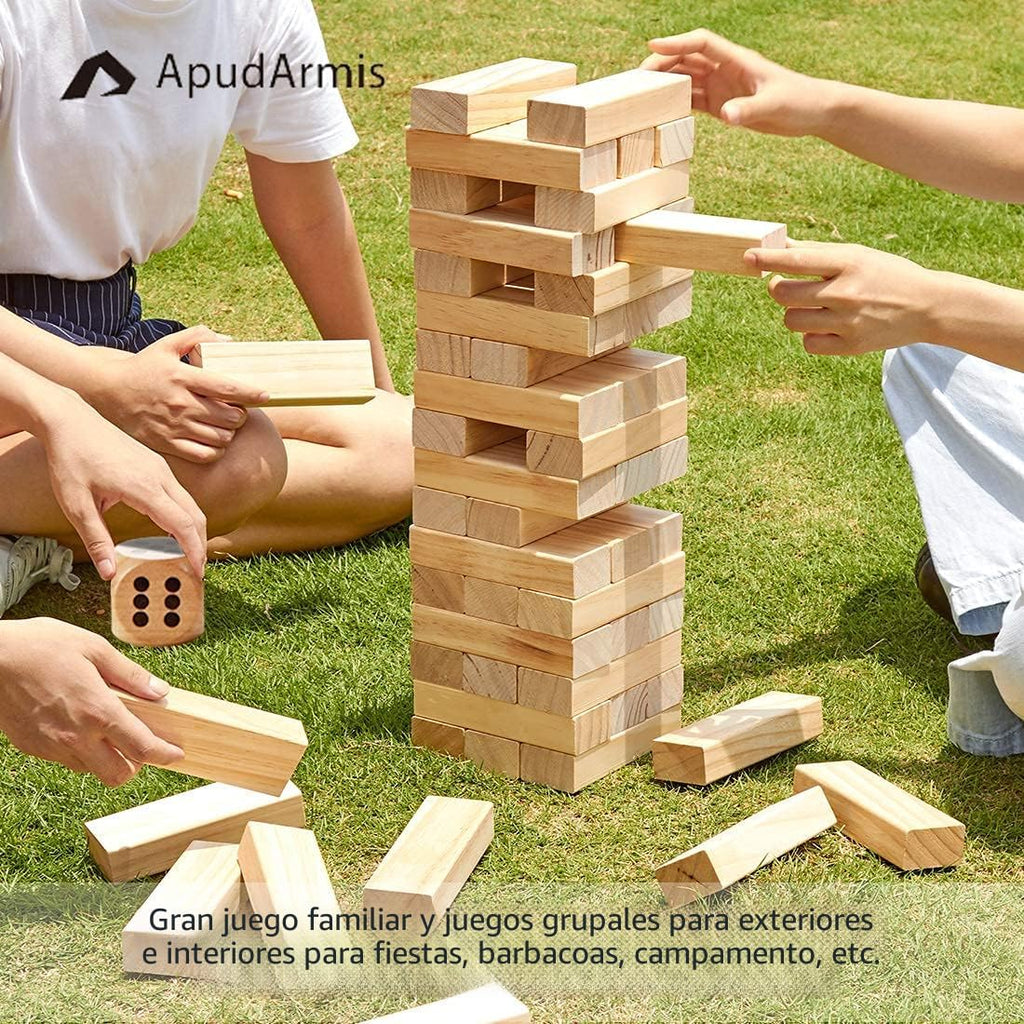 ApudArmis 60 piezas de torre de caída, juego de apilamiento de madera de