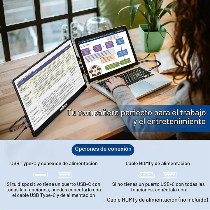 InnoView Monitor portátil de 15.6" 1080P para portátil con fund...