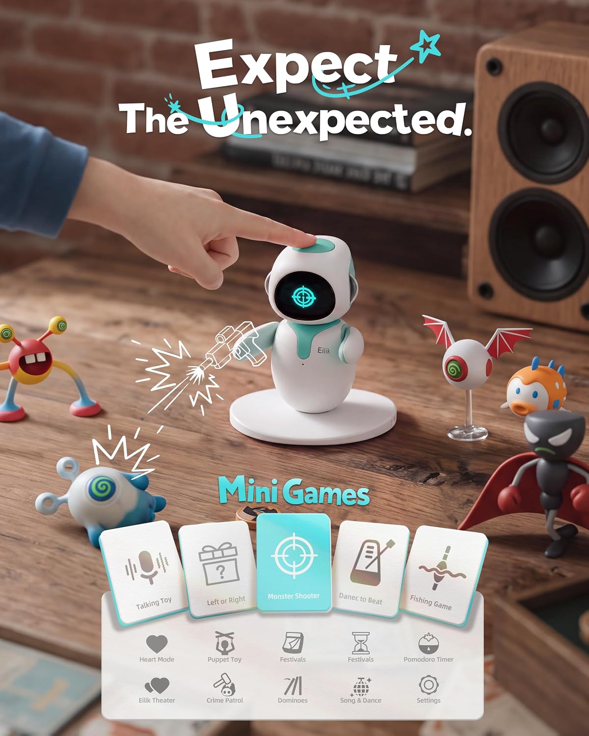 ENERGIZE LAB Eilik – Lindas mascotas robot para niños y adultos, tu compañero interactivo perfecto en casa o espacio de trabajo, regalos únicos para niñas y niños.