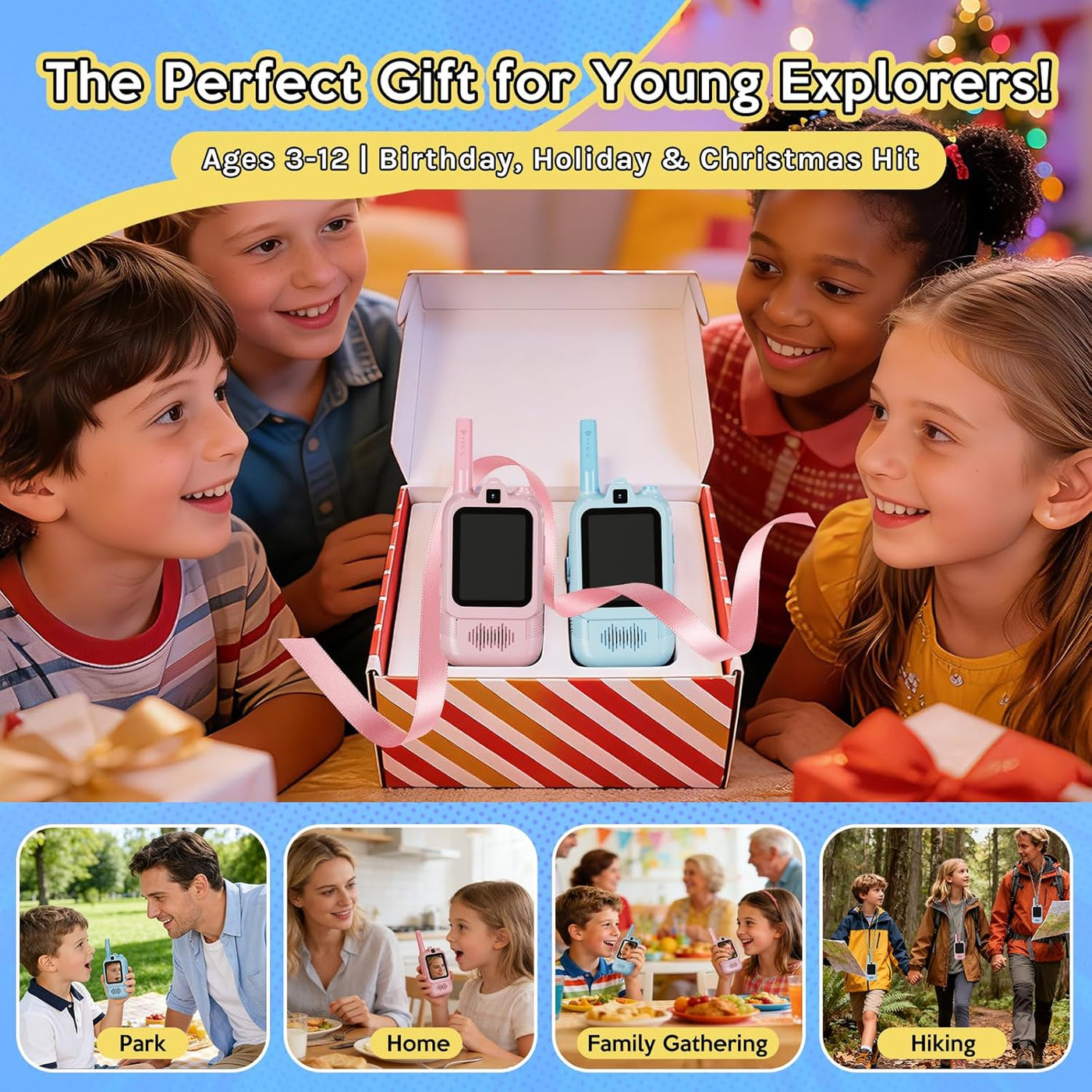 Walkie Talkies de video para niños doble cámara paquete de