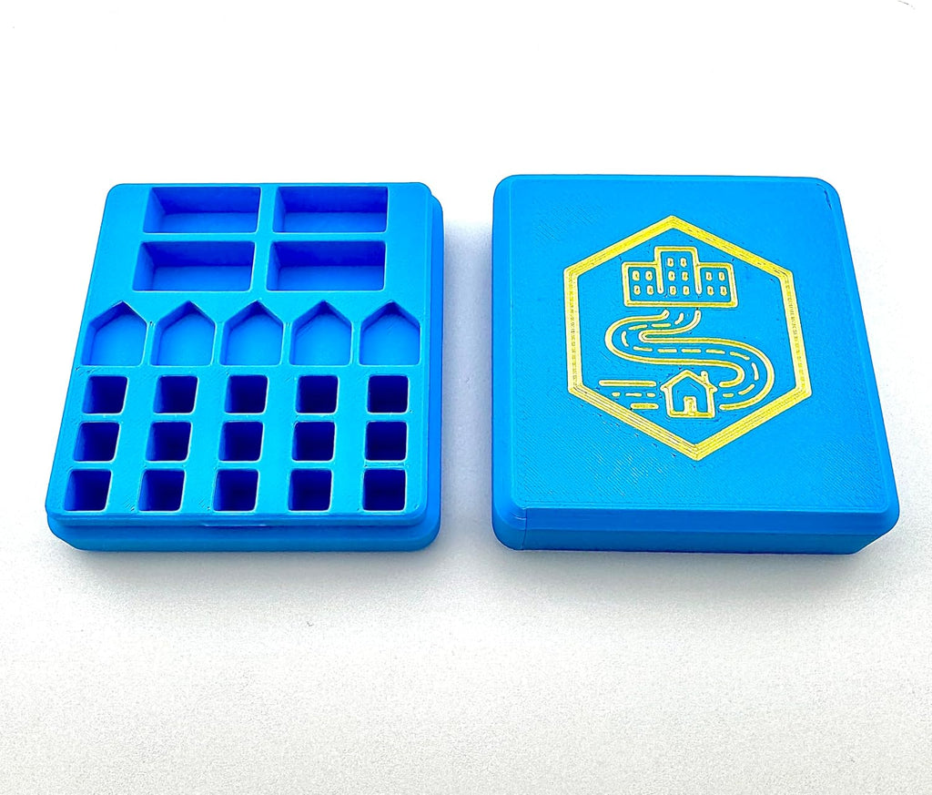 Organizador para Catan (juego de 6) | Tapa a presión | Rojo, naranja, azul, blanco, verde, morado | Compatible con todas las ediciones