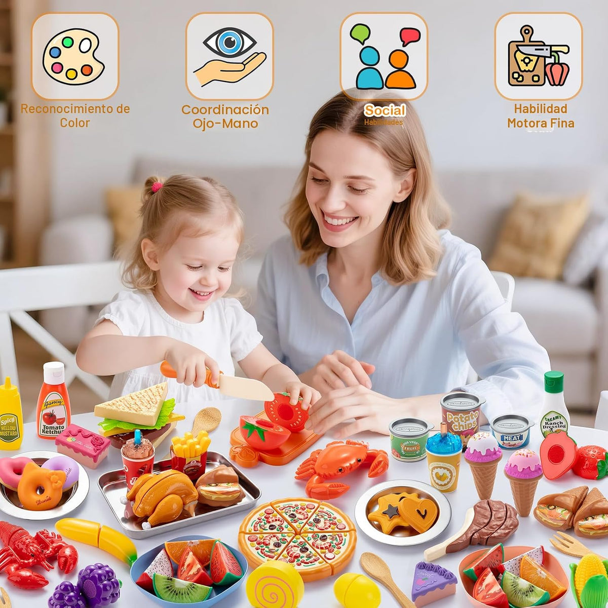 Juboury Pretend Play Food Set para Kids Kitchen, con Storage Bag