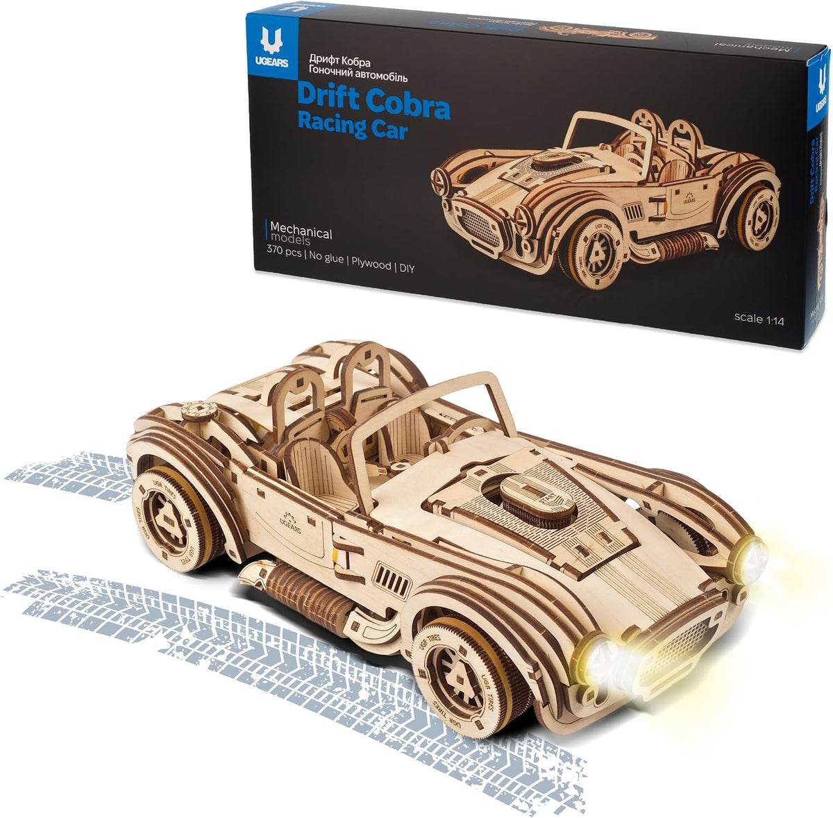 UGEARS Drift Cobra Racing Car - Rompecabezas de madera 3D para adultos