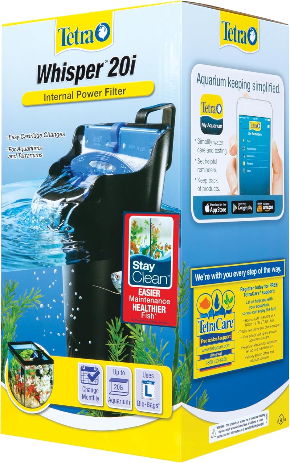 Tetra Whisper 135 GPH - Filtro de alimentación interno para acuarios