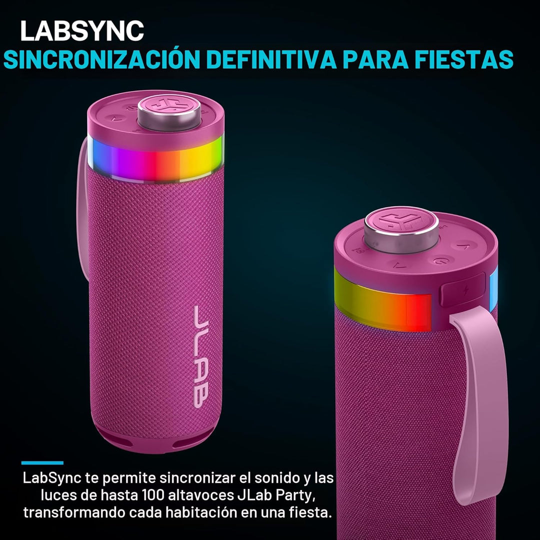 JLab, Go Party, Altavoz Bluetooth portátil, impermeable, iluminació...